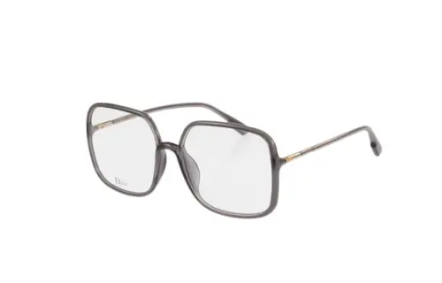 DIOR Plate And Metal Square Eyeglass Frames Unisex Black