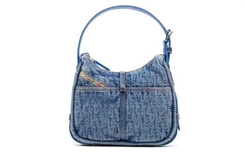 DIESEL Letter Pattern Denim Shoulder Bag, Handbag Women's Blue