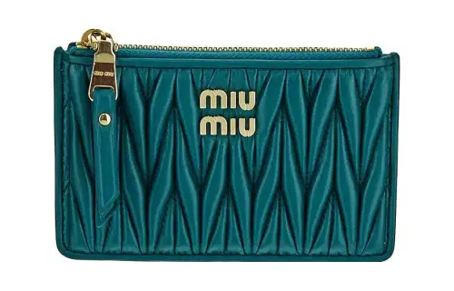 MIU MIU Matelassé Soft Sheep Leather Envelope Style Wallet Regular Women's Lake Blue