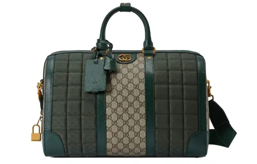GUCCI Canvas With Leather Canvas Bag, Handbag, Shoulder Bag, Crossbody Bag, Travel Bag Small Men's Green