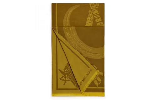 HERMES Knit Scarves Men's Yellow