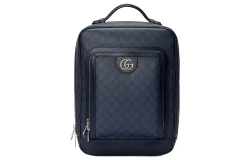 GUCCI Canvas With Leather Trim Backpack Medium Men's Blue/Black