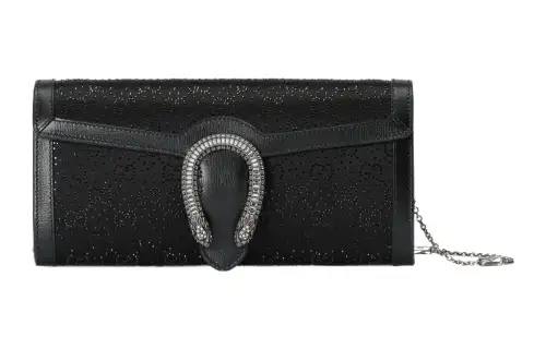 GUCCI Silk Satin Shoulder Bag Women's Black