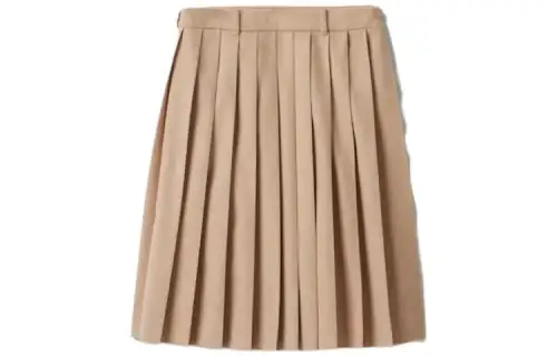 MIU MIU Knit Long Skirts Women's Sand Yellow Moderate Mid Length Pleated Skirt