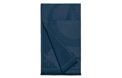 HERMES Knit Scarves Men's Dark Blue