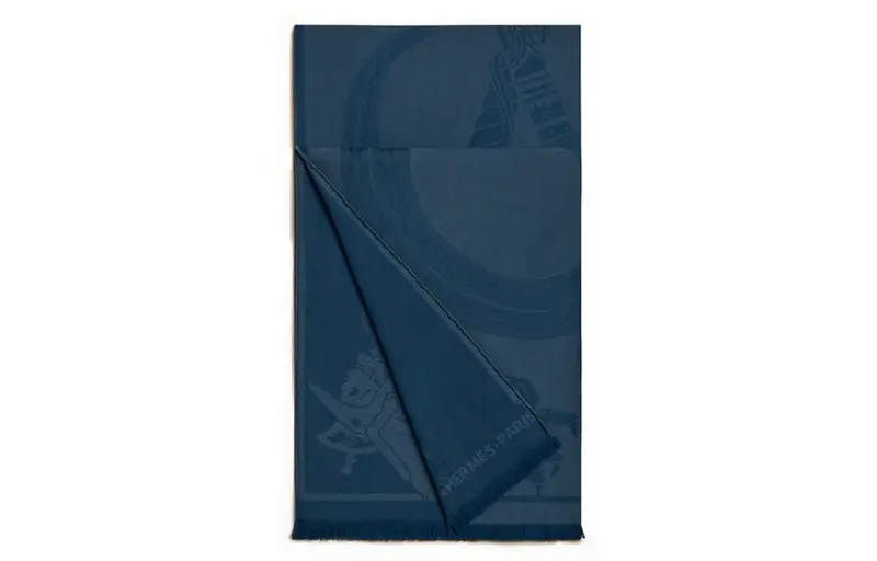 HERMES Knit Scarves Men's Dark Blue