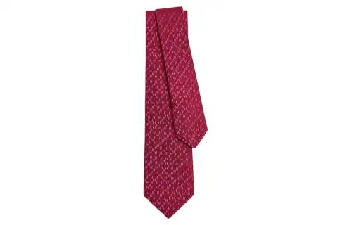 HERMES Faconnee New H Ties Men's Red