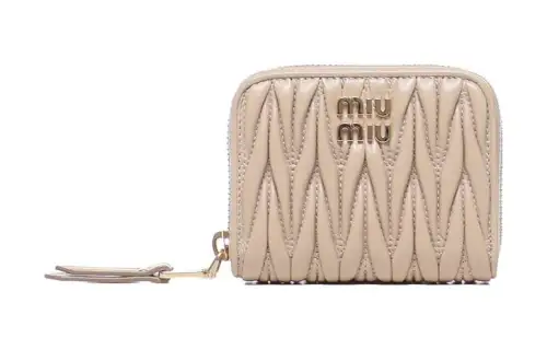 MIU MIU Calfskin Wallet Women's Light Umber
