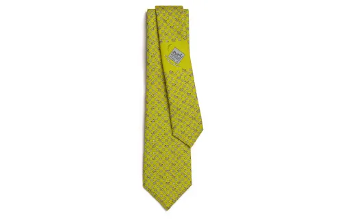 HERMES Rocking Horse Ties Men's Yellow Green
