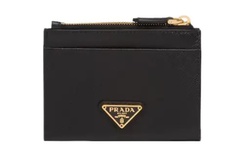 PRADA Saffiano Leather Wallet Card Holder Card Holder Women's Black