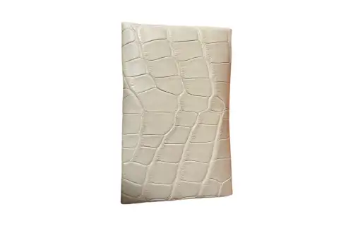 HERMES Calvi Crocodile Leather Card Holder Women's Y1 Vanille Vanilla