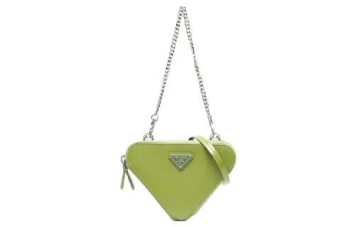 PRADA Leather One Shoulder Crossbody Clutch Mini Women's Green