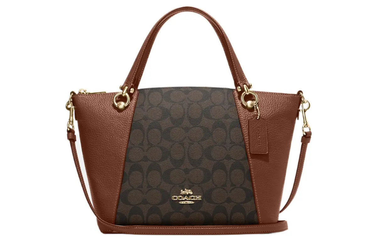 COACH Kacey Canvas With Leather Tote Bag, Shopping Bag, Handbag, Shoulder Bag, Crossbody Bag Medium Women's