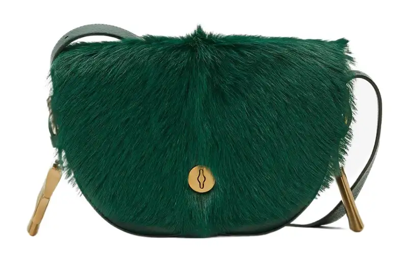 Burberry Calfskin With Cashmere Shoulder Bag, Crossbody Bag Regular Women's Vine Green