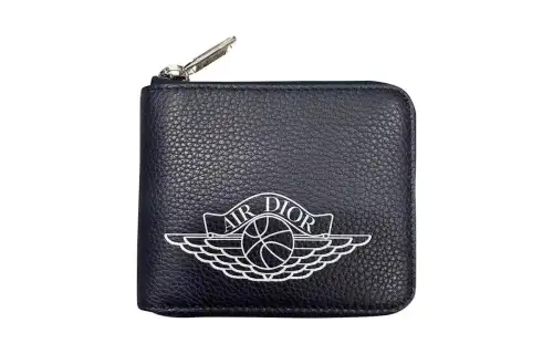 DIOR Jordan Wings Collaboration Cow Leather Wallet Unisex Marine Blue
