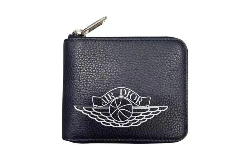 DIOR Jordan Wings Collaboration Cow Leather Wallet Unisex Marine Blue
