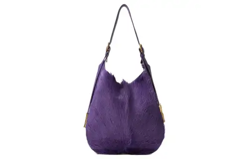 Burberry Goatskin With Calfskin Handbag, Shoulder Bag Women's Ribbon Purple