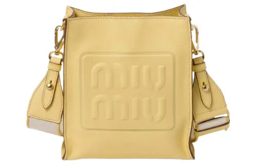 MIU MIU Madras Leather Crossbody Bag, Shoulder Bag Women's Lemon