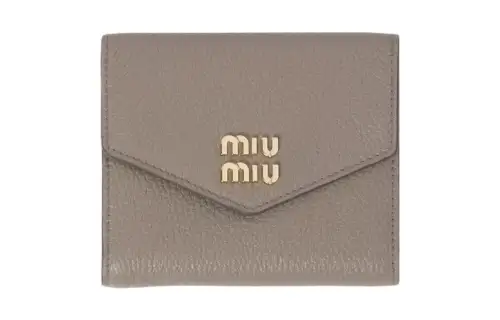 MIU MIU Leather Wallet Small Women's Clay Gray