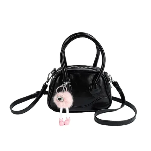 UNITE STAR Small design cute brand pendant, handheld boston bag, purse, polyurethane cream black one-shoulder bag