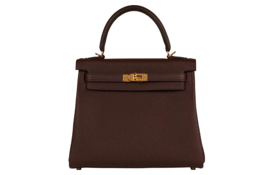 HERMES Kelly Togo Calfskin Kelly Bag, One Shoulder Handbag 25 Women's 0G Rouge Sellier Saddle Red