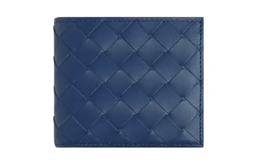 Bottega Veneta Cow Leather Card Holder, Wallet Men's Dark Blue