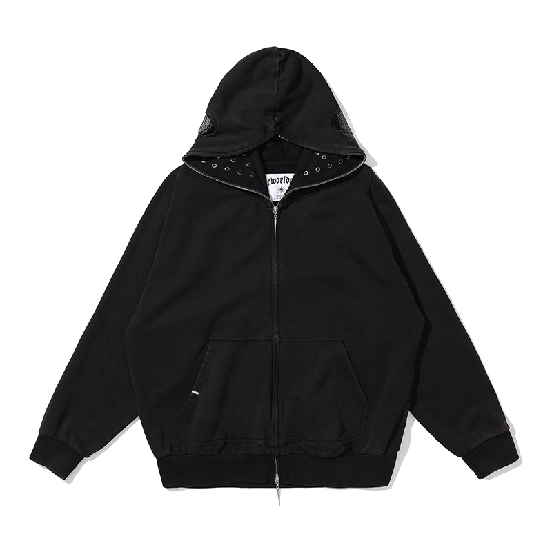 FREE WORLD ORDER AW23 EYELET MASK Zip-up Hoodie