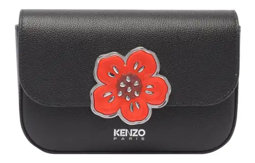 KENZO Grain Cow Leather Crossbody Bag, Shoulder Bag Women's Black