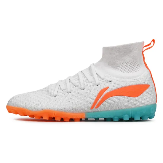 LINING Shadows Soccer Shoes Unisex High-Top White Orange