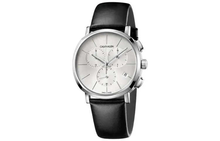 CALVIN KLEIN Posh Wrist Watch Quartz Movement Genuine Leather Strap 40mm Silver Dial Men's Watches 30m Water Resistant