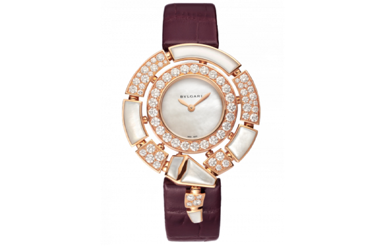 BVLGARI SERPENTI Collection Wrist Watches Quartz Movement Crocodile Leather Strap 37mm White Dial Women's Watch