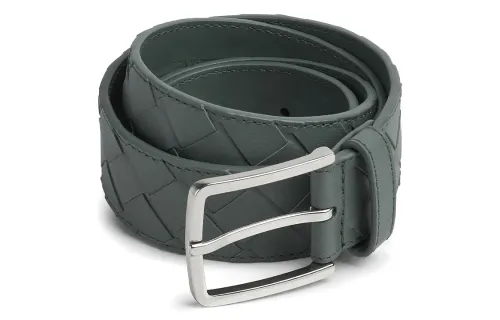 Bottega Veneta Cow Leather Belts Men's Gray Width 3.5cm