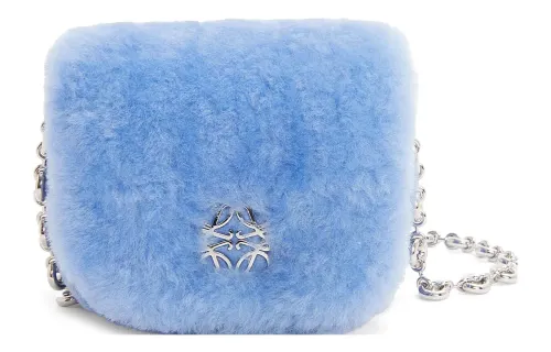 LOEWE Shearling Shoulder Bag, Crossbody Bag Mini Women's Green Purple Blue