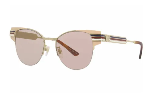 GUCCI Irregular Shape Sunglasses Women's Gold