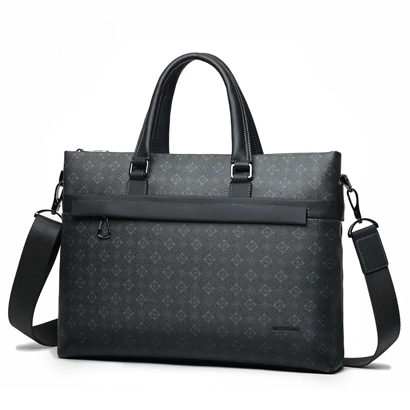 SEPTWOLVES Cow Leather Handbag Laptop Bag Briefcase WO Regular Men's Black