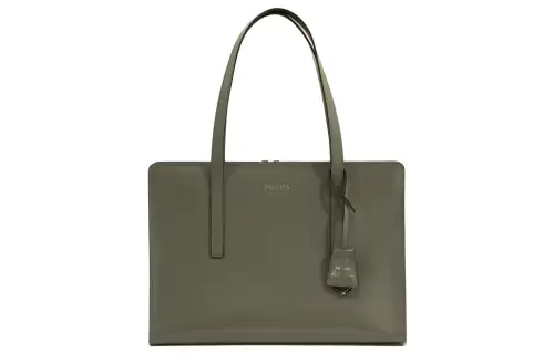 PRADA Re Edition Brushed Leather Shoulder Bag Medium Women's Gray Green