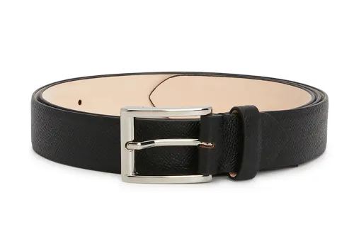 Maison Margiela Solid Color Decoration, Pin Buckle Leather Belts Men's Black Width 3CM