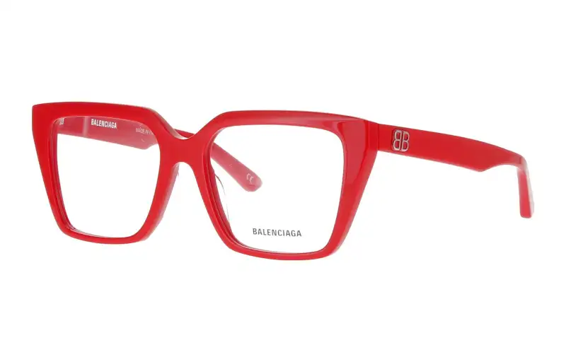 Balenciaga Acetate Irregular Shape Eyeglass Frames Women's Red
