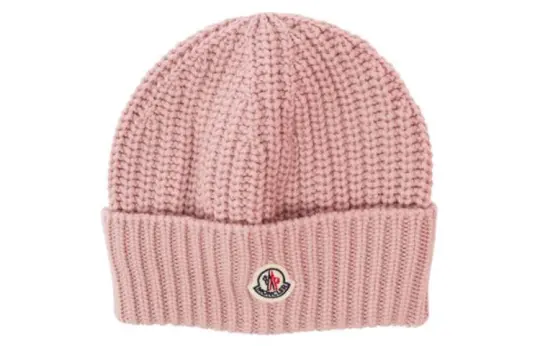 【Zoomed Imagery】logo-patch ribbed-knit beanie