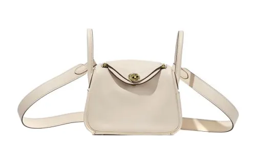 HERMES Lindy Swift Leather Handbag 19 Women's Light Gray