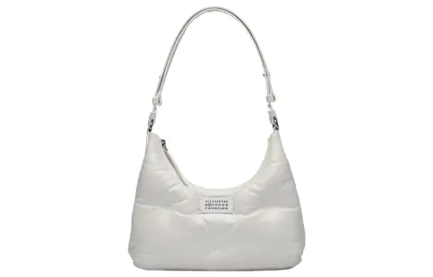 Maison Margiela Lambskin With Calfskin Hobo Bag, Shoulder Bag, Handbag Small Women's White