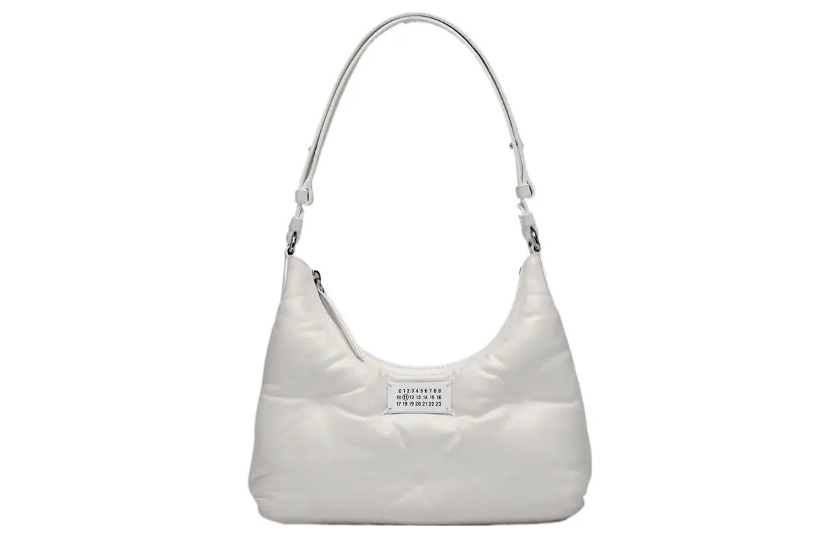 Maison Margiela Lambskin With Calfskin Hobo Bag, Shoulder Bag, Handbag Small Women's White