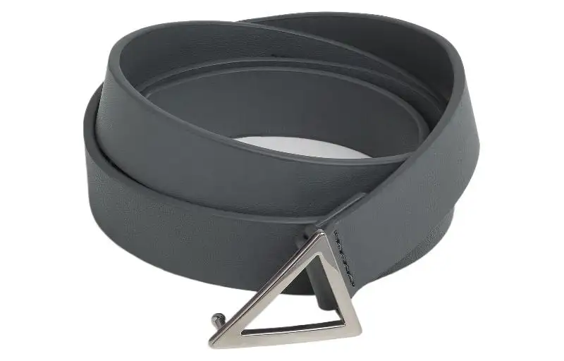 Bottega Veneta T Riangle Pin Buckle Leather Belts Men's Gray Width 2cm
