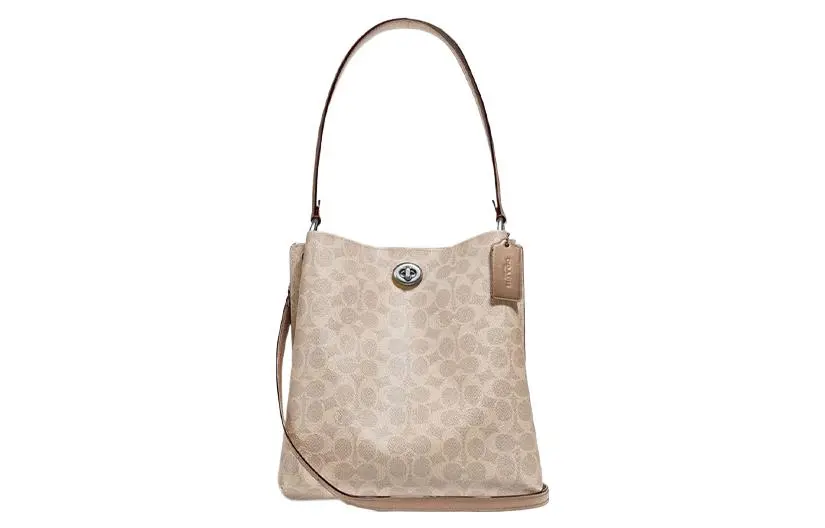 COACH Charlie Artificial Leather Handbags Medium Women's Morandi Color Oat