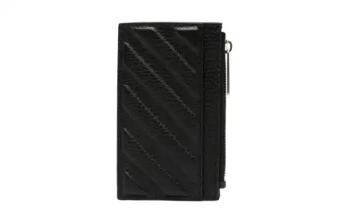 OFF WHITE Diag Zipped Card Case Black