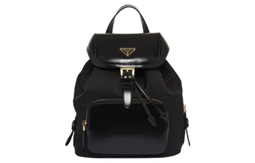 PRADA Recycled Nylon With Shinny Leather Backpack Women's Black
