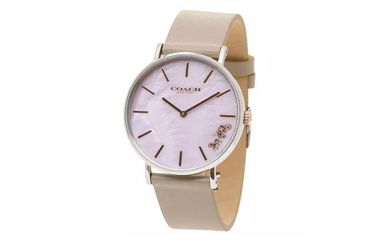 COACH Wrist Watches Quartz Movement Leather Strap 42mm Purple Watch Dial Women's Watch 30m Water Resistant