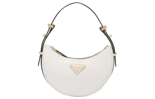 PRADA Leather Portable Crossbody Bag, Shoulder Bag Mini Women's White