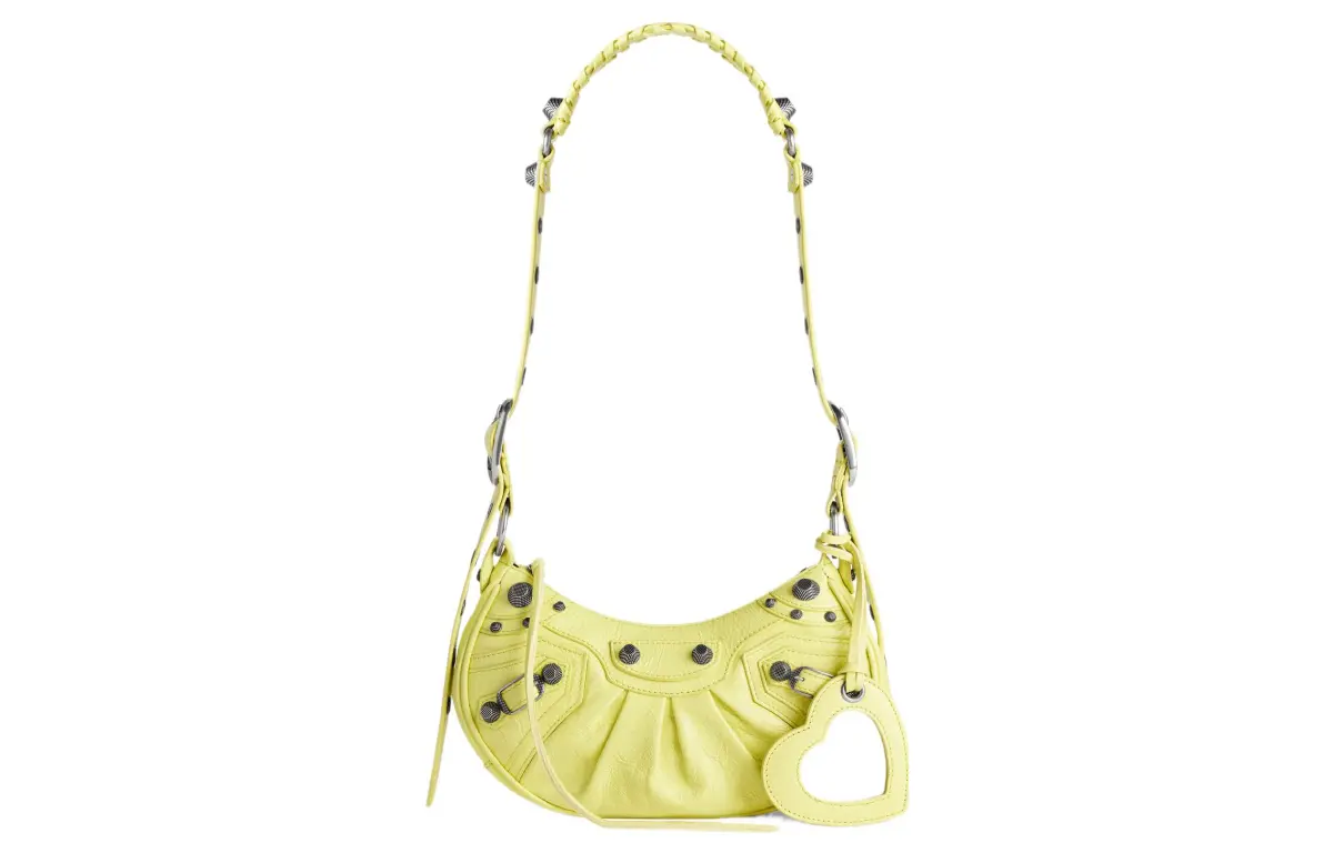 Balenciaga Le Cagole Sheepskin Portable Crossbody Bag, Shoulder Bag Mini Women's Yellow