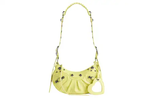 Balenciaga Le Cagole Sheepskin Portable Crossbody Bag, Shoulder Bag Mini Women's Yellow